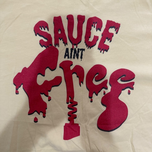 Atlas Meat-Free Deli “Sauce Ain’t Free” Graphic Tee Yellow Regular - Picture 5 of 7